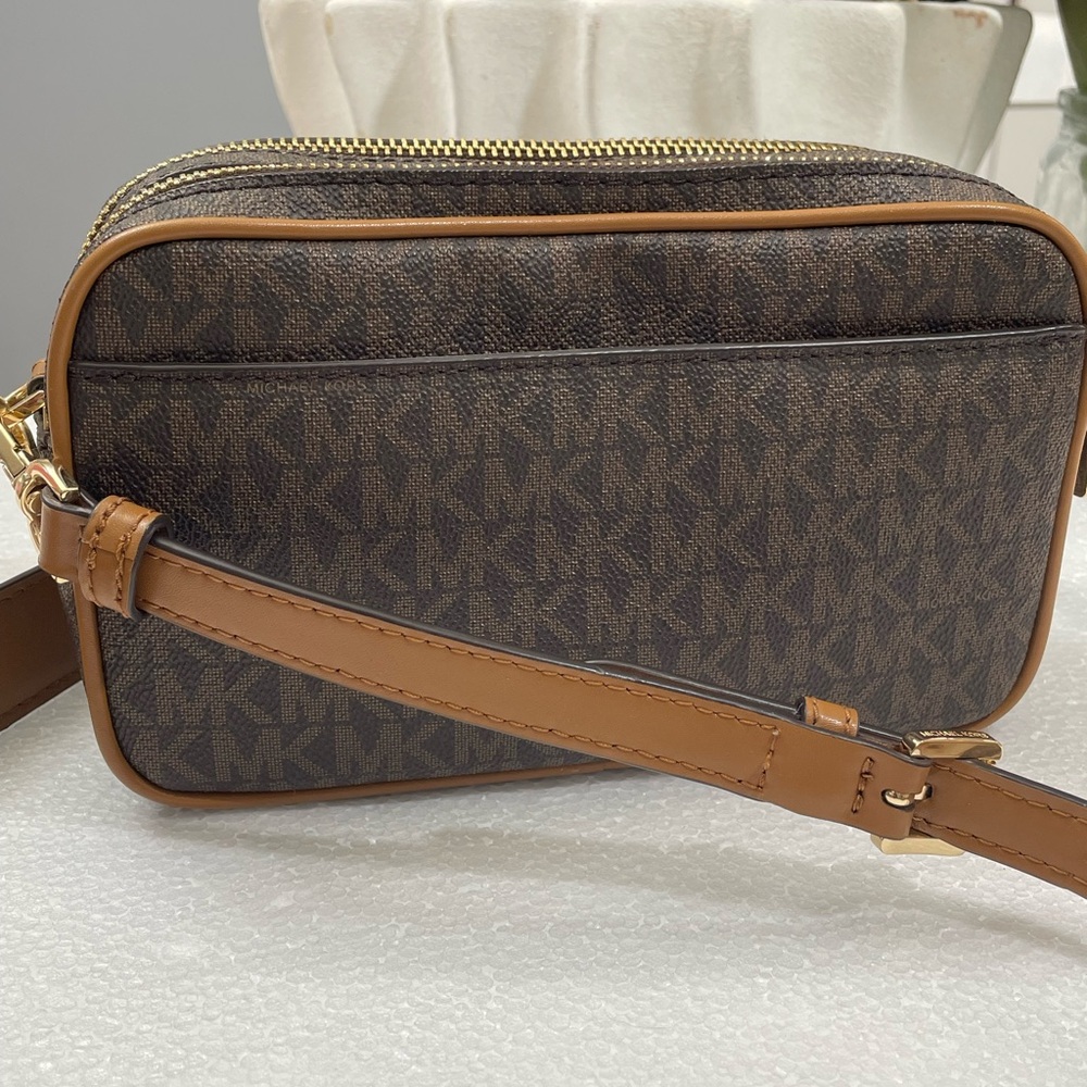 Michael Kors Monogram Crossbody in Brown and Gold - Picture 7 of 13